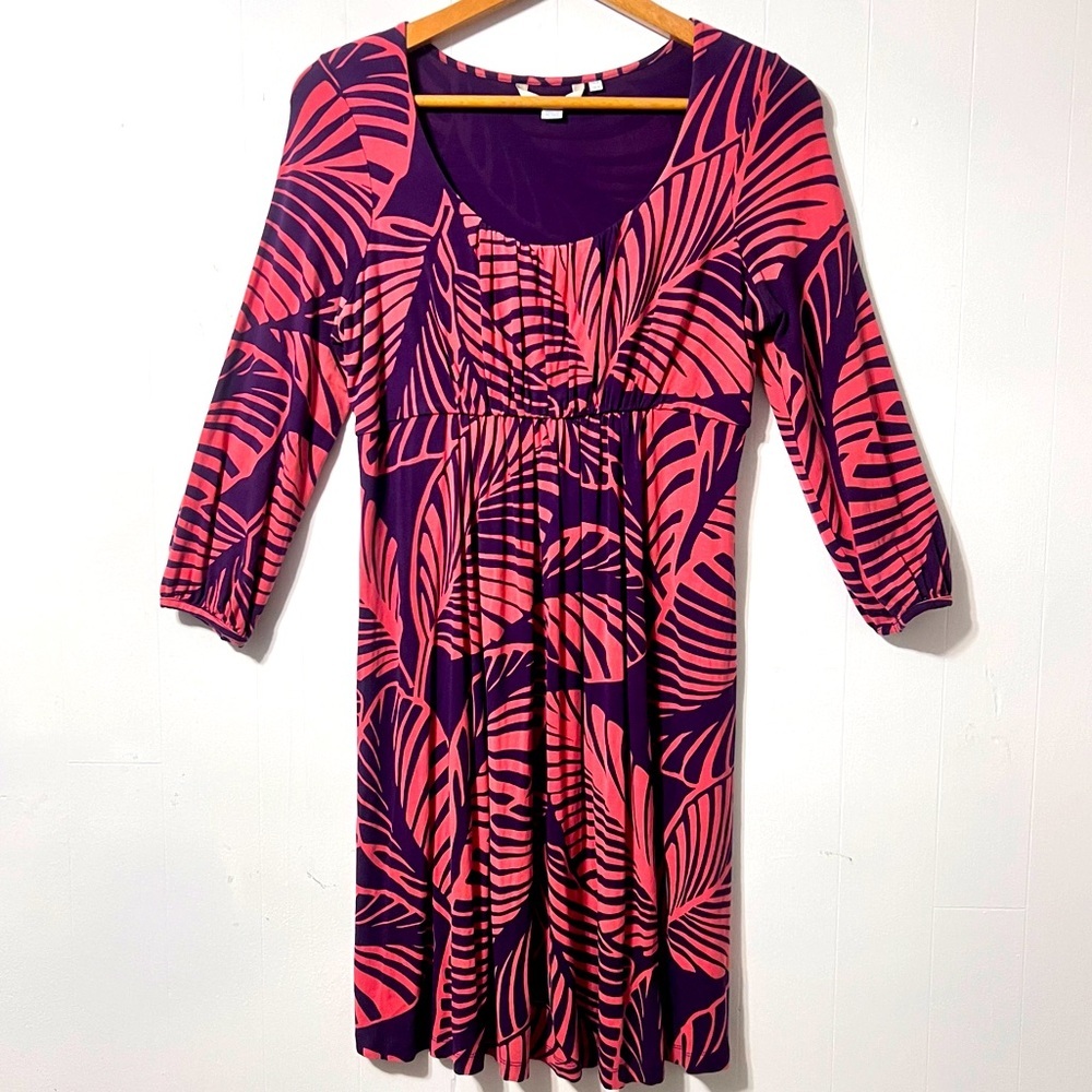 Boden Tropical Leaf Print Resortwear Coastal Casual Mini Dress Size 6